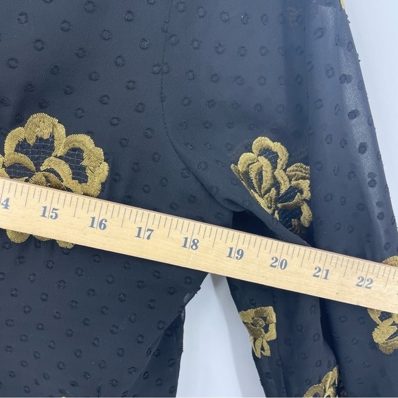 CAbi Swiss Dot Floral Style 3697 Occasion Dress black gold Sz S long sleeve - Picture 8 of 8